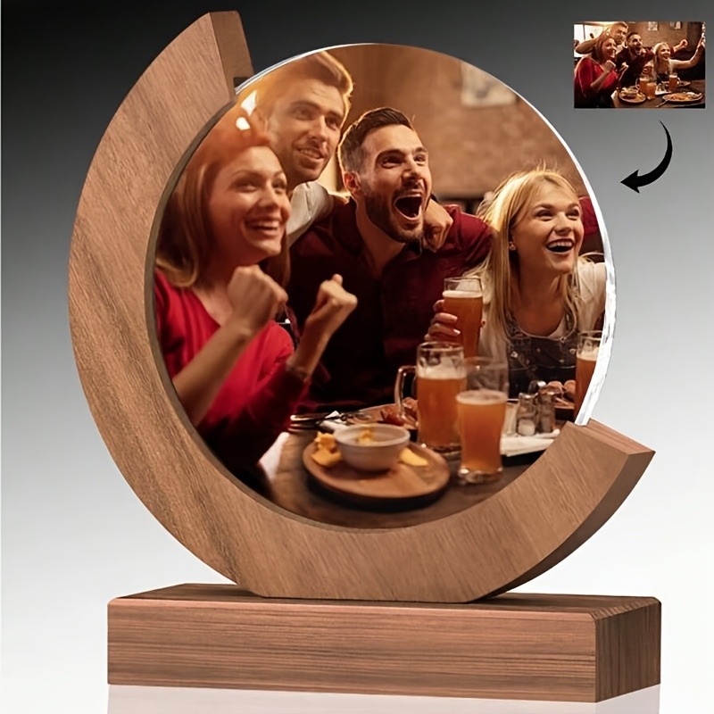 Custom Round Wood Crystal Trophy